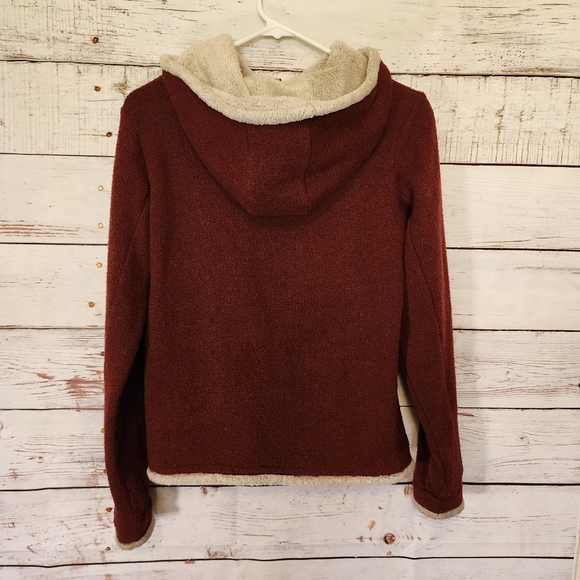 Kuhl "Alfpaca" Women's Maroon & Ivory Hoodie Full Zip Jacket...size Small - Picture 2 of 10